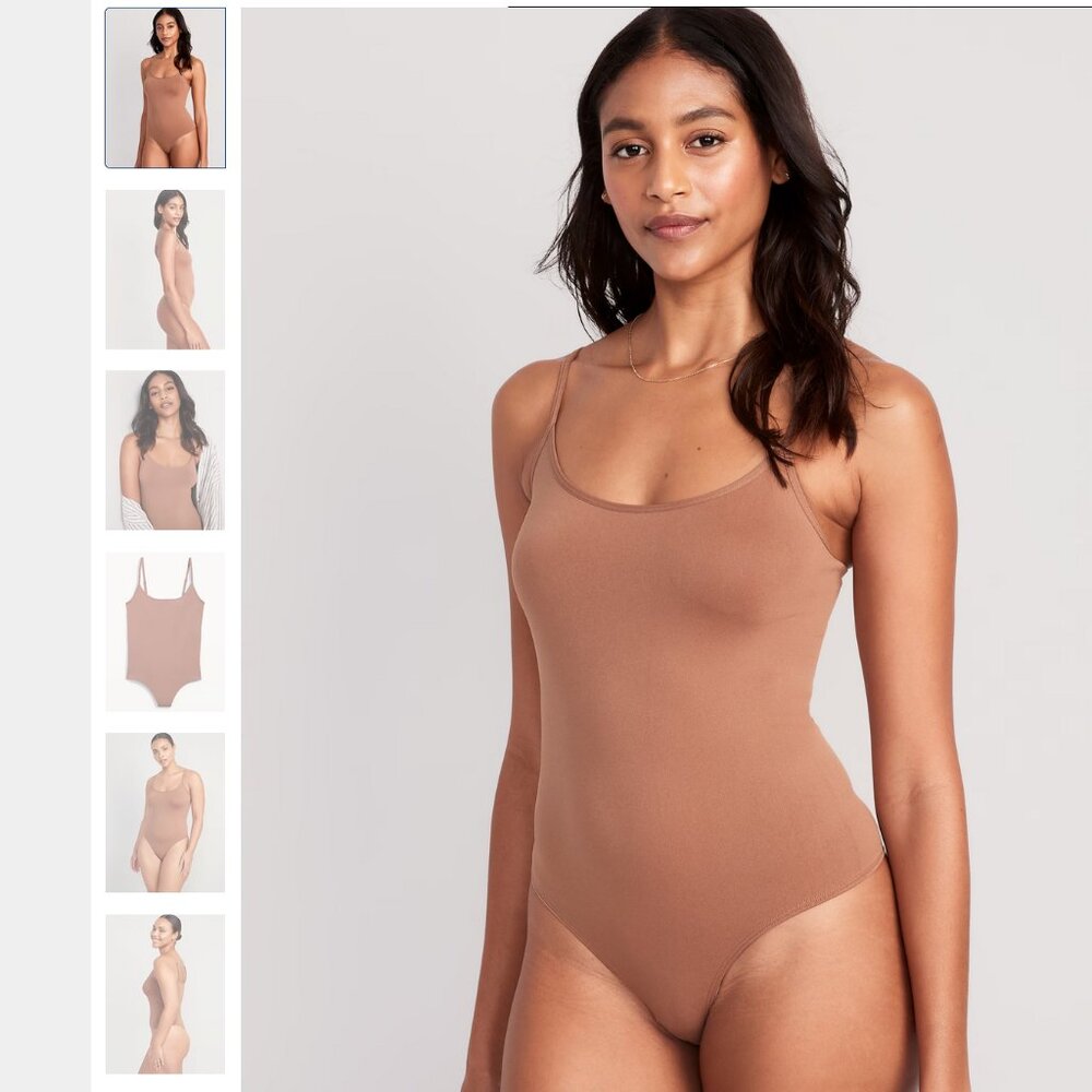 Old Navy seamless cami bodysuit with adjustable shoulder straps, tan NWT